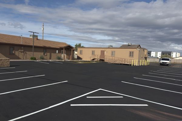 Parking lot line stripping