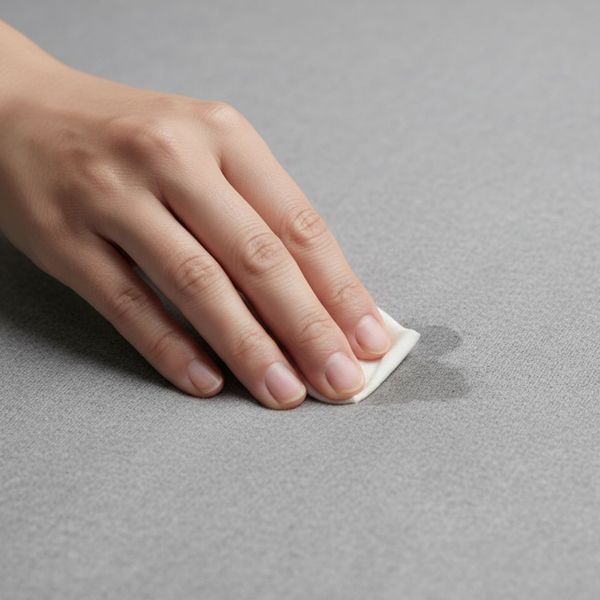 Person gently blotting a fresh spill on fabric