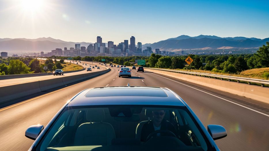 car on warm road