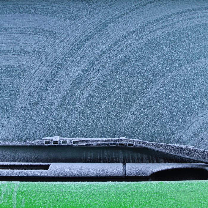 ice on a windshield. 