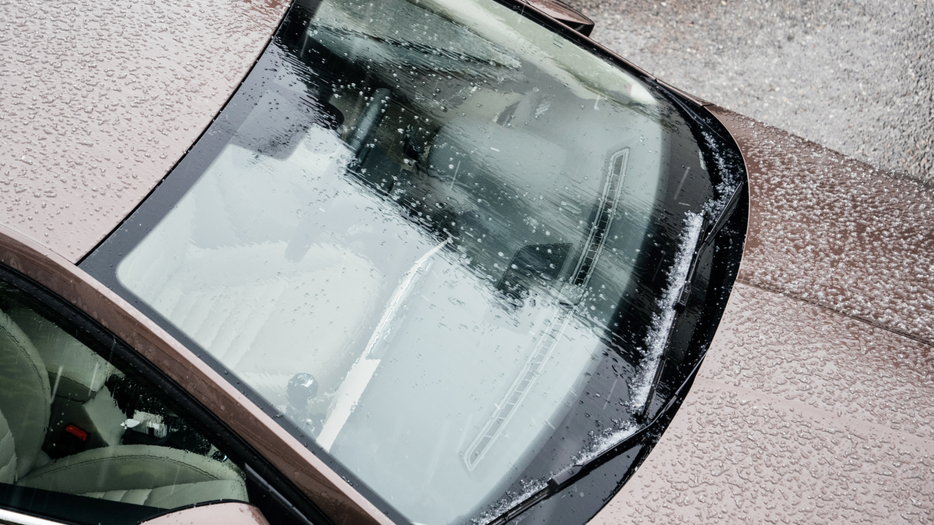 frozen windshield. 