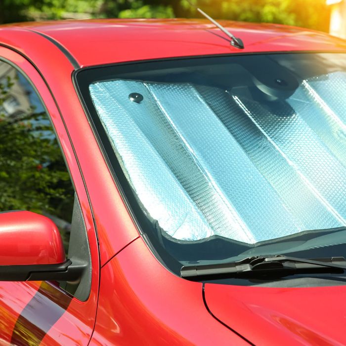 car in bright sun with sunscreen