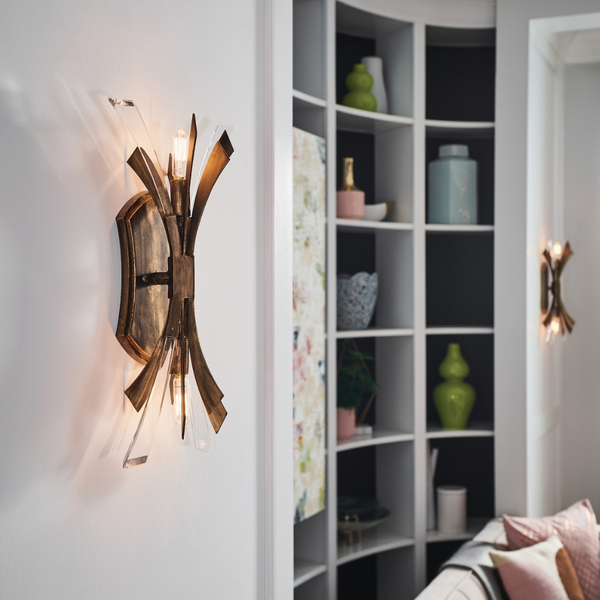 sconces in library in home