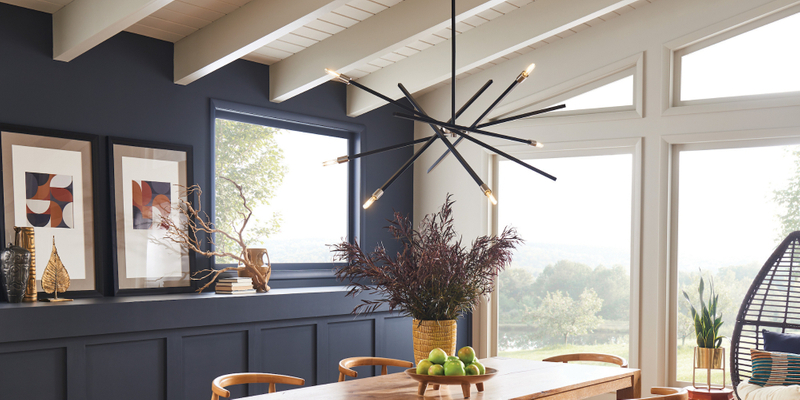 dining room with chandelier
