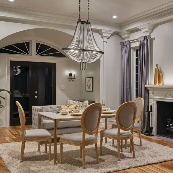 Image of a chandelier in a dining room