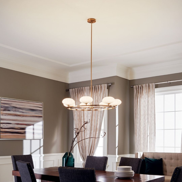 Image of a chandelier in a dining room
