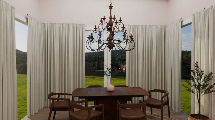 Image of a chandelier in a dining room Image of a chandelier in a dining room