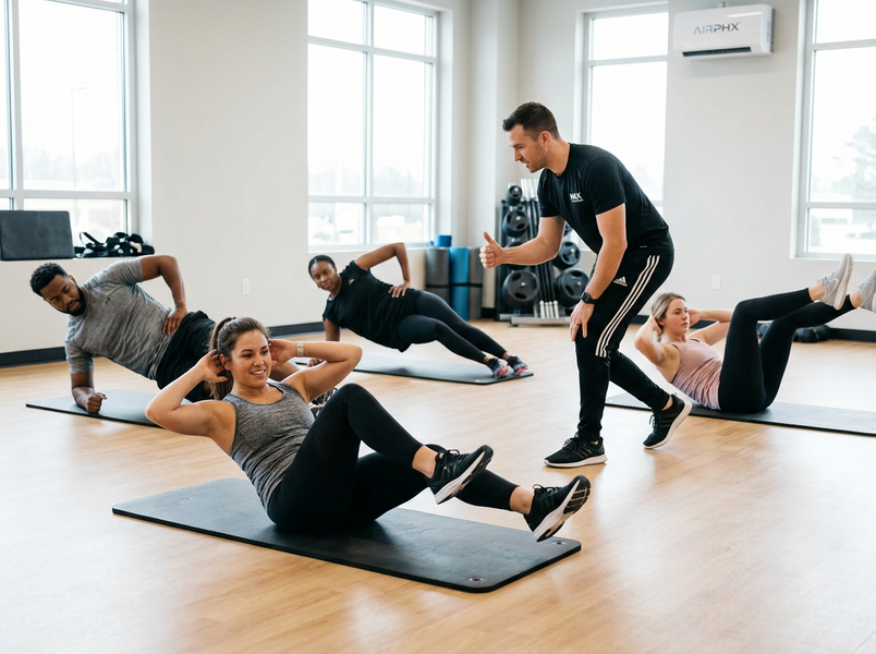 Group Core Workout with Personal Trainer