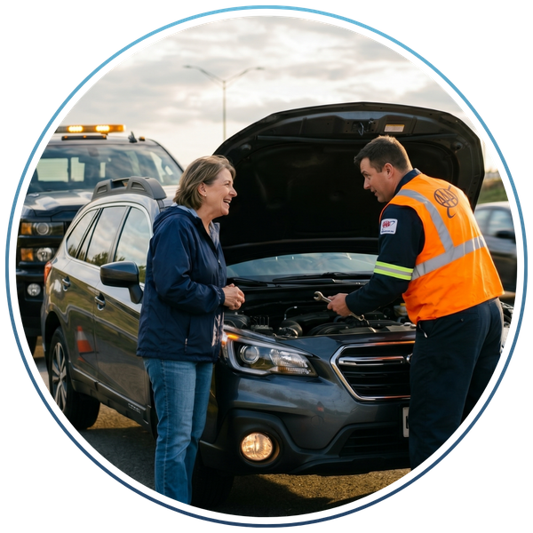 Mechanic providing roadside assistance