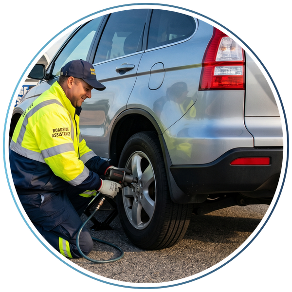 tire replacement service on the road