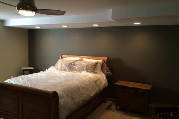 remodeled basement bedroom