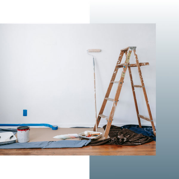 ladder and construction tools in home