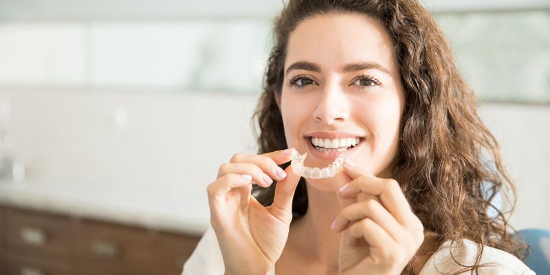 image of a woman with invisalign