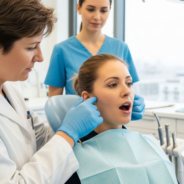 dentist examing jaw dentist examing jaw