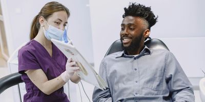 happy man at dentist