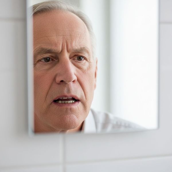 Person Looking in the Mirror concerned 