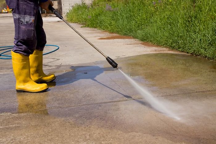 pressure washing cement