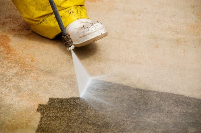 pressure washing cement