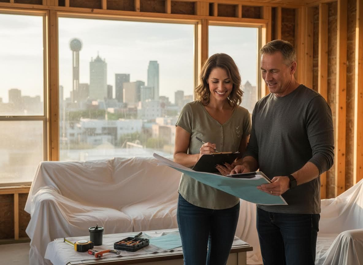 Couple reviewing home renovation plans