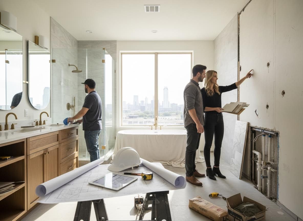 Bathroom Renovation Consultation with Clients and Contractor