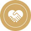 Handshake forming a heart icon