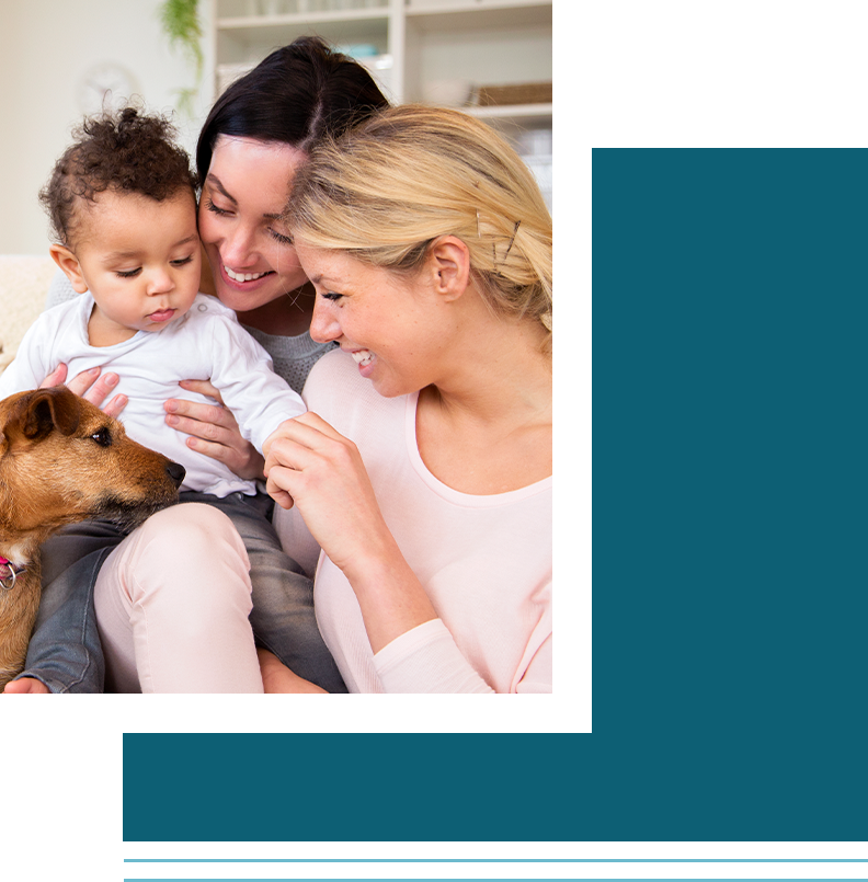Family with baby and dog