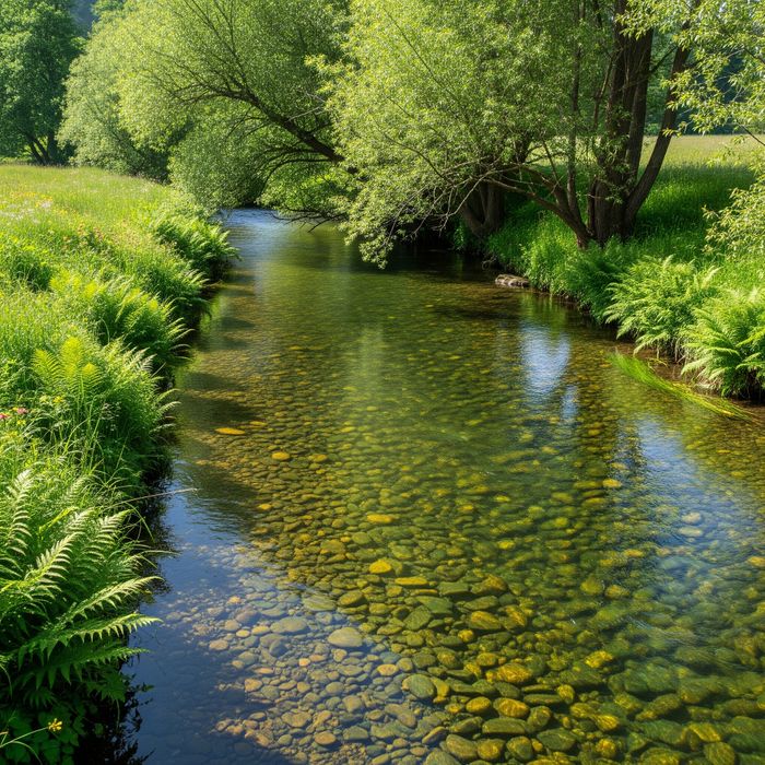 A clear stream flowing through a green landscape, symbolizing environmental protection. Our Integral Role in the Modern Wastewater Industry4.jpeg