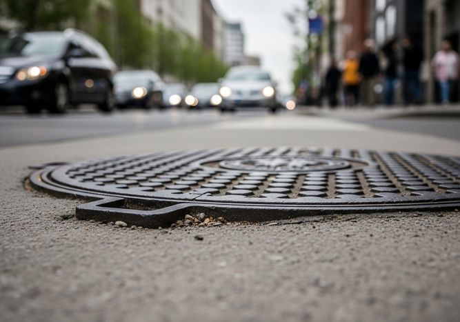 Manhole Cover on City Street