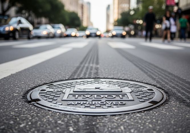 TXDOT Approved Manhole Cover on City Street