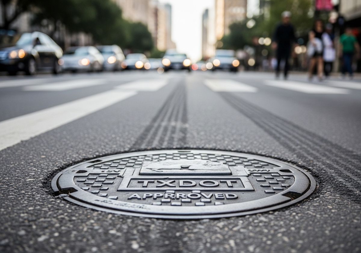 TXDOT Approved Manhole Cover on City Street