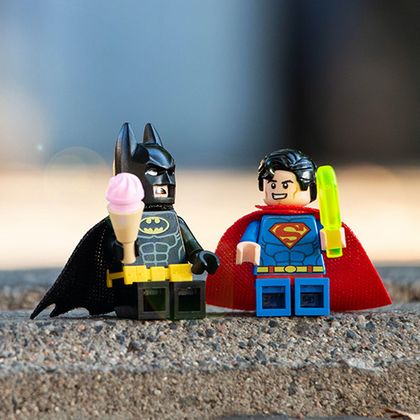 Batman and Superman figures