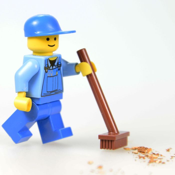lego man cleaning up