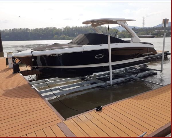 Boat atop a boat lift