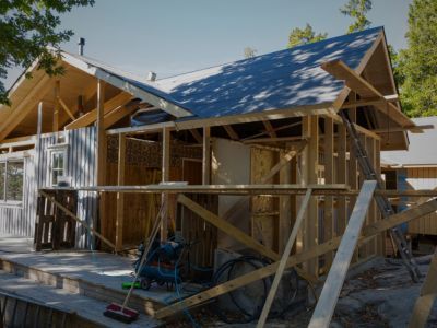 Home in the process of being rebuilt.