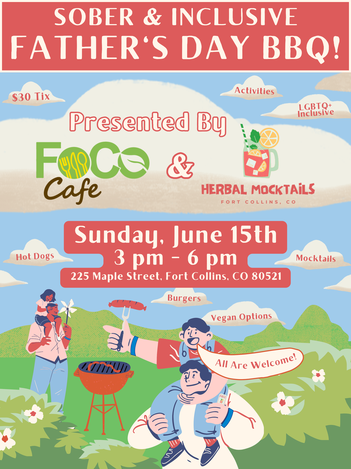 Blue and Green Lively Illustrated Father's Day Party Poster.png