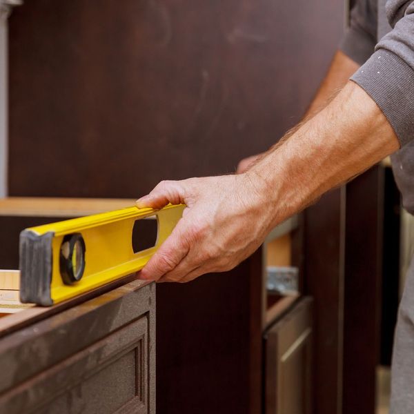 checking how level cabinets are