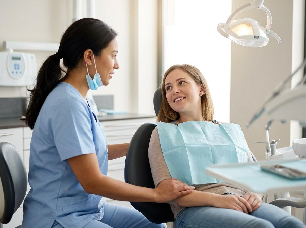 Female Dental Professional Consulting with Patient