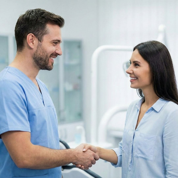 shaking hands with patient