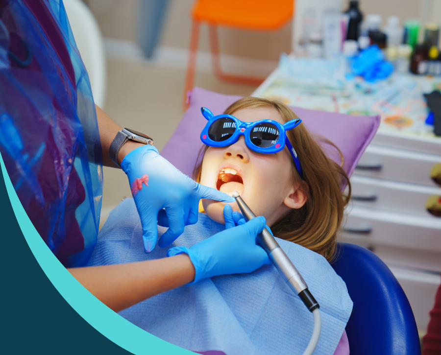 A kid receiving dental care