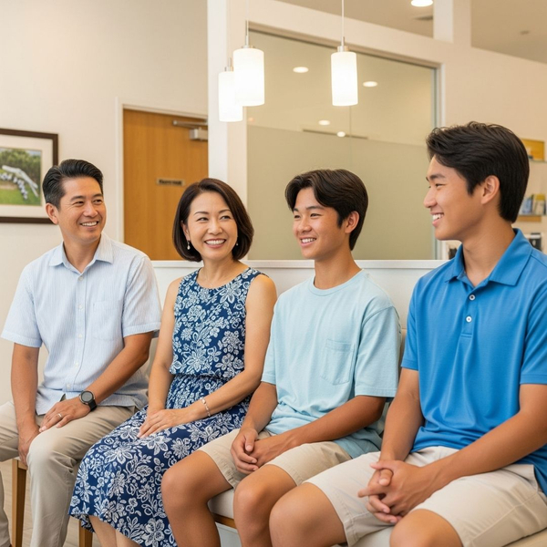 A happy local family representing comprehensive family dentistry in Honolulu. A happy local family representing comprehensive family dentistry in Honolulu.