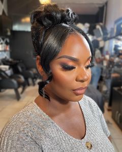 Ponytail Updo & Glam Makeup