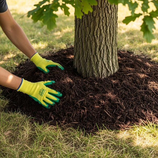Mulch laying. Mulch laying.
