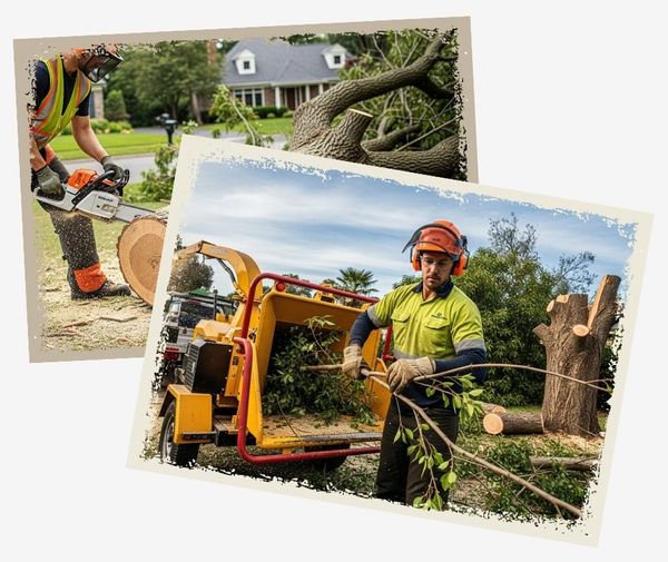 arborists working to break down trees