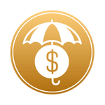 icon of umbrella protecting dollar sign