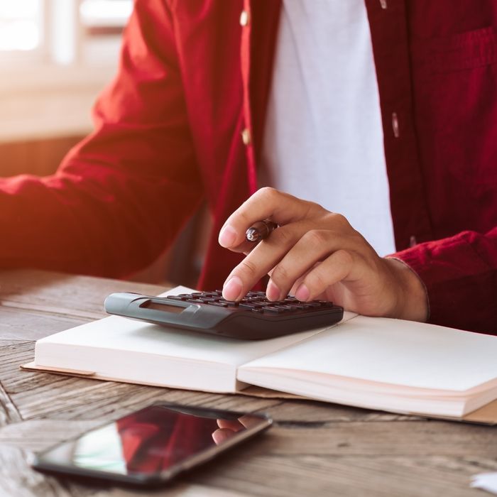 Person using a calculator