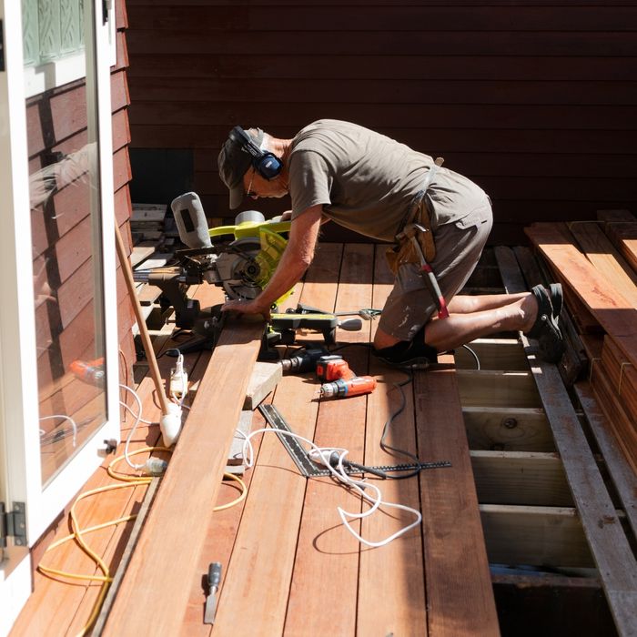 contractor building a deck