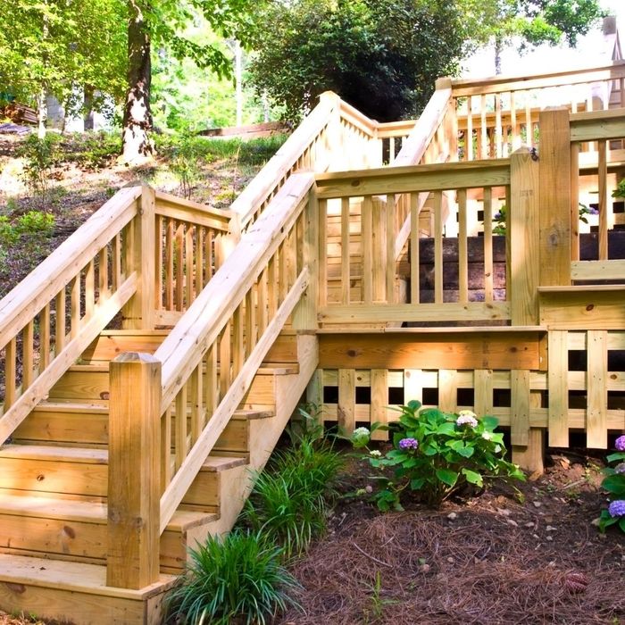 stairs leading to a multi-level deck stairs leading to a multi-level deck