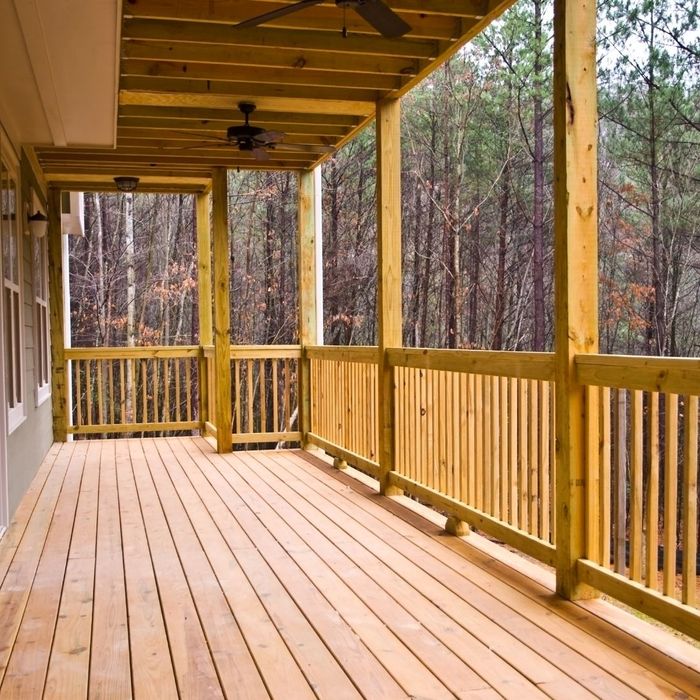 wooden deck overlooking the forest wooden deck overlooking the forest