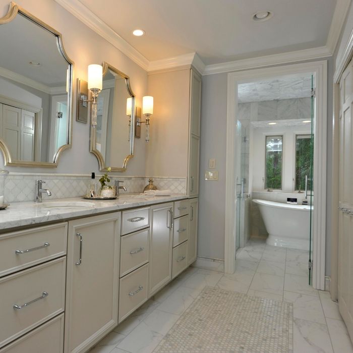 functional bathroom with storage