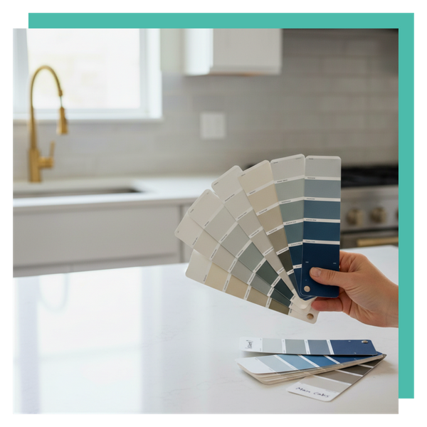 color swatches for a kitchen painting project